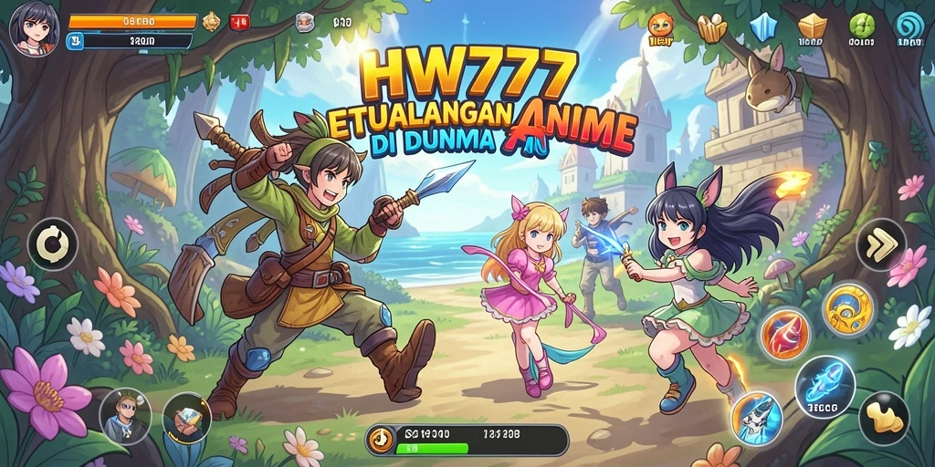 Tangkapan layar HW777 menunjukkan karakter Anime beraksi dalam pertempuran seru.