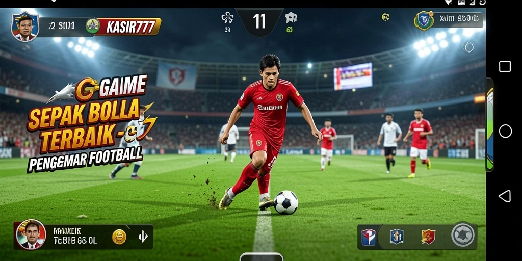 Tampilan gameplay KASIR777 menampilkan aksi sepak bola yang seru.