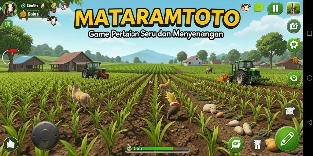 Tampilan gameplay <strong>MATARAMTOTO</strong> dengan suasana pertanian yang hidup.